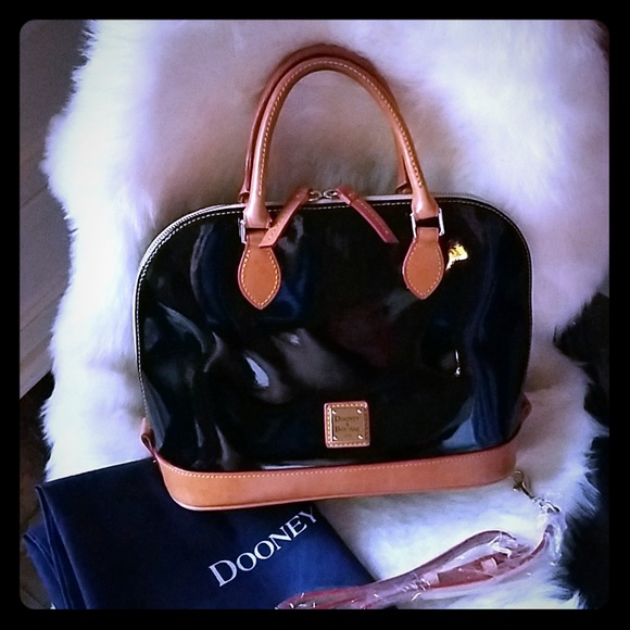 Dooney and Bourke Black Patent Leather Satchel - Picture 1 of 7